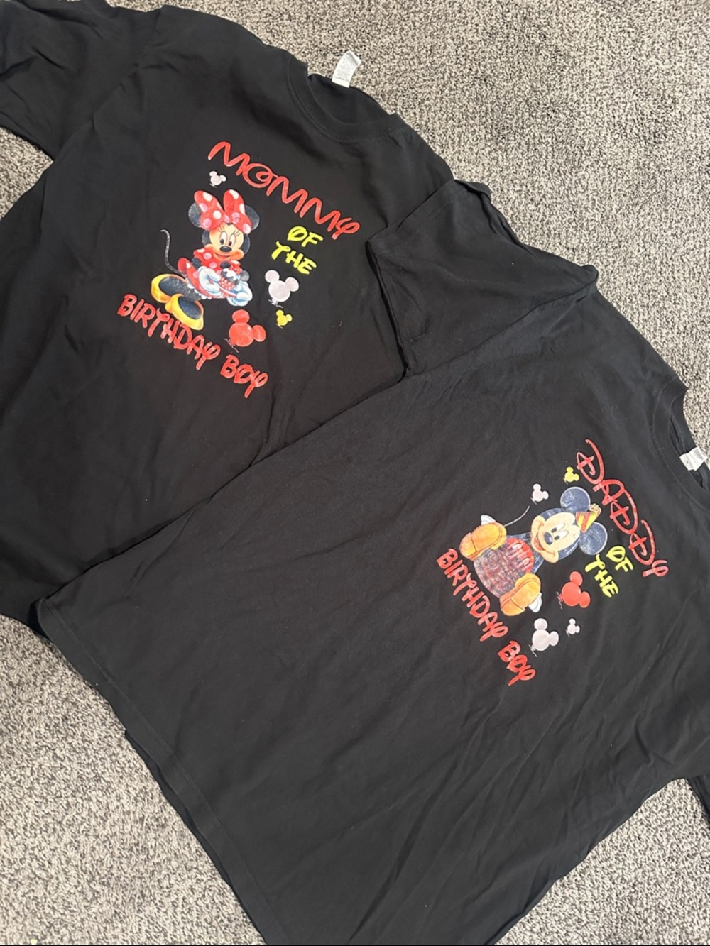 Disney Black Minnie & Mickey Birthday Parent Tees